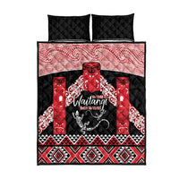 Toitu Te Tiriti O Waitangi Quilt Bed Set Maori Wharenui With Taniko Motifs