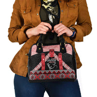 Toitu Te Tiriti O Waitangi Shoulder Handbag Maori Wharenui With Taniko Motifs