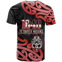 New Zealand 1840 Waitangi Day T Shirt Aotearoa Haka Mask - Red Version