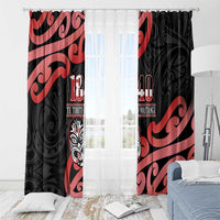 New Zealand 1840 Waitangi Day Window Curtain Aotearoa Haka Mask - Red Version