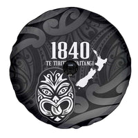 New Zealand 1840 Waitangi Day Spare Tire Cover Aotearoa Haka Mask - Black Version