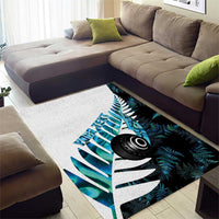 New Zealand Lawn Bowls Custom Area Rug Aotearoa Silver Fern Paua Shell - Polynesian Pride