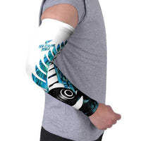 New Zealand Lawn Bowls Custom Arm Sleeves Aotearoa Silver Fern Paua Shell - Polynesian Pride