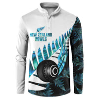 New Zealand Lawn Bowls Custom Button Sweatshirt Aotearoa Silver Fern Paua Shell - Polynesian Pride
