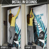 New Zealand Lawn Bowls Custom Door Cover Aotearoa Silver Fern Paua Shell - Polynesian Pride