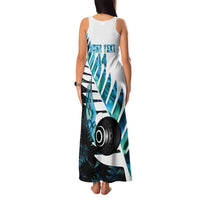 New Zealand Lawn Bowls Custom Family Matching Tank Maxi Dress and Hawaiian Shirt Aotearoa Silver Fern Paua Shell - Polynesian Pride