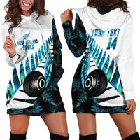 New Zealand Lawn Bowls Custom Hoodie Dress Aotearoa Silver Fern Paua Shell - Polynesian Pride