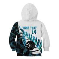 New Zealand Lawn Bowls Custom Kid Hoodie Aotearoa Silver Fern Paua Shell - Polynesian Pride