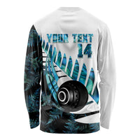 New Zealand Lawn Bowls Custom Long Sleeve Shirt Aotearoa Silver Fern Paua Shell - Polynesian Pride