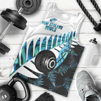 New Zealand Lawn Bowls Custom Men Tank Top Aotearoa Silver Fern Paua Shell - Polynesian Pride