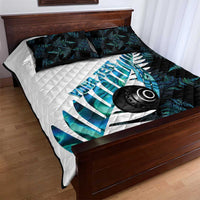 New Zealand Lawn Bowls Custom Quilt Bed Set Aotearoa Silver Fern Paua Shell - Polynesian Pride