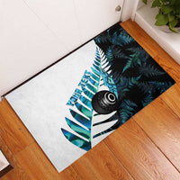 New Zealand Lawn Bowls Custom Rubber Doormat Aotearoa Silver Fern Paua Shell - Polynesian Pride