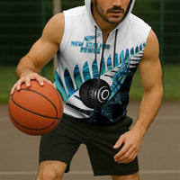 New Zealand Lawn Bowls Custom Sleeveless Zip Hoodie Aotearoa Silver Fern Paua Shell - Polynesian Pride