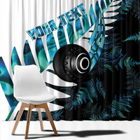 New Zealand Lawn Bowls Custom Window Curtain Aotearoa Silver Fern Paua Shell - Polynesian Pride