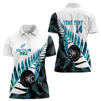 New Zealand Lawn Bowls Custom Women Polo Shirt Aotearoa Silver Fern Paua Shell - Polynesian Pride