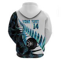 New Zealand Lawn Bowls Custom Zip Hoodie Aotearoa Silver Fern Paua Shell - Polynesian Pride