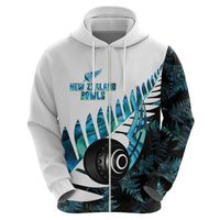 New Zealand Lawn Bowls Custom Zip Hoodie Aotearoa Silver Fern Paua Shell - Polynesian Pride