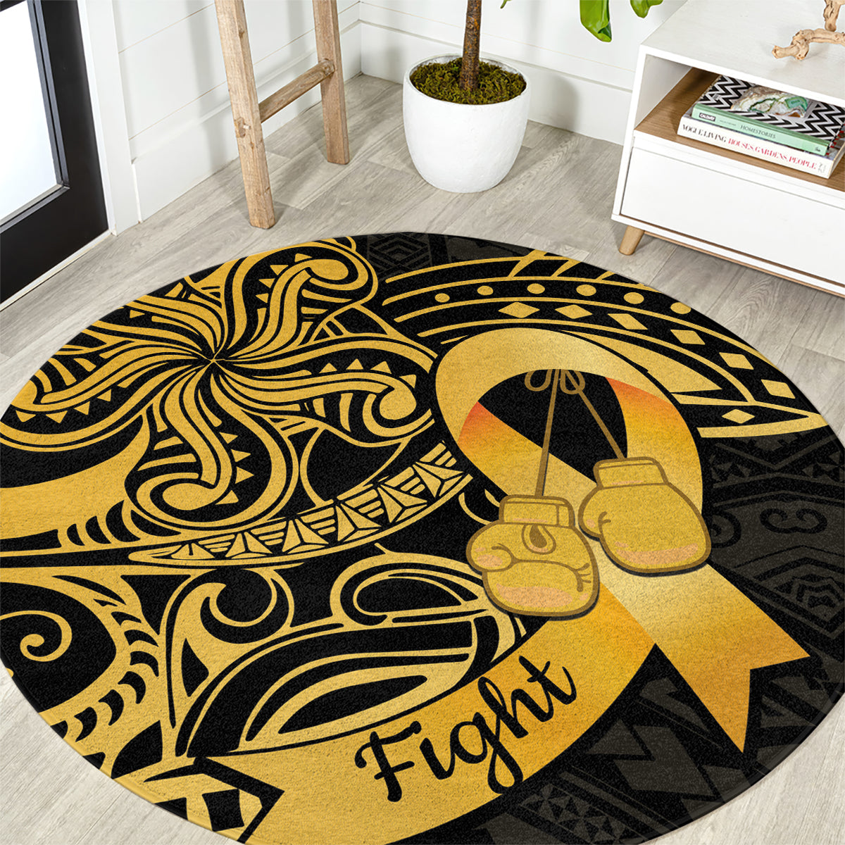 Polynesia Bone Cancer Awareness Round Carpet Fight Warriors
