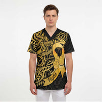 Polynesia Bone Cancer Awareness Scrub Top Fight Warriors - Polynesian Pride