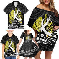 Personalised Polynesia World Lung Cancer Day Family Matching Off Shoulder Short Dress and Hawaiian Shirt Faith Hope Love