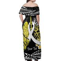 Personalised Polynesia World Lung Cancer Day Off Shoulder Maxi Dress Faith Hope Love LT14 - Polynesian Pride