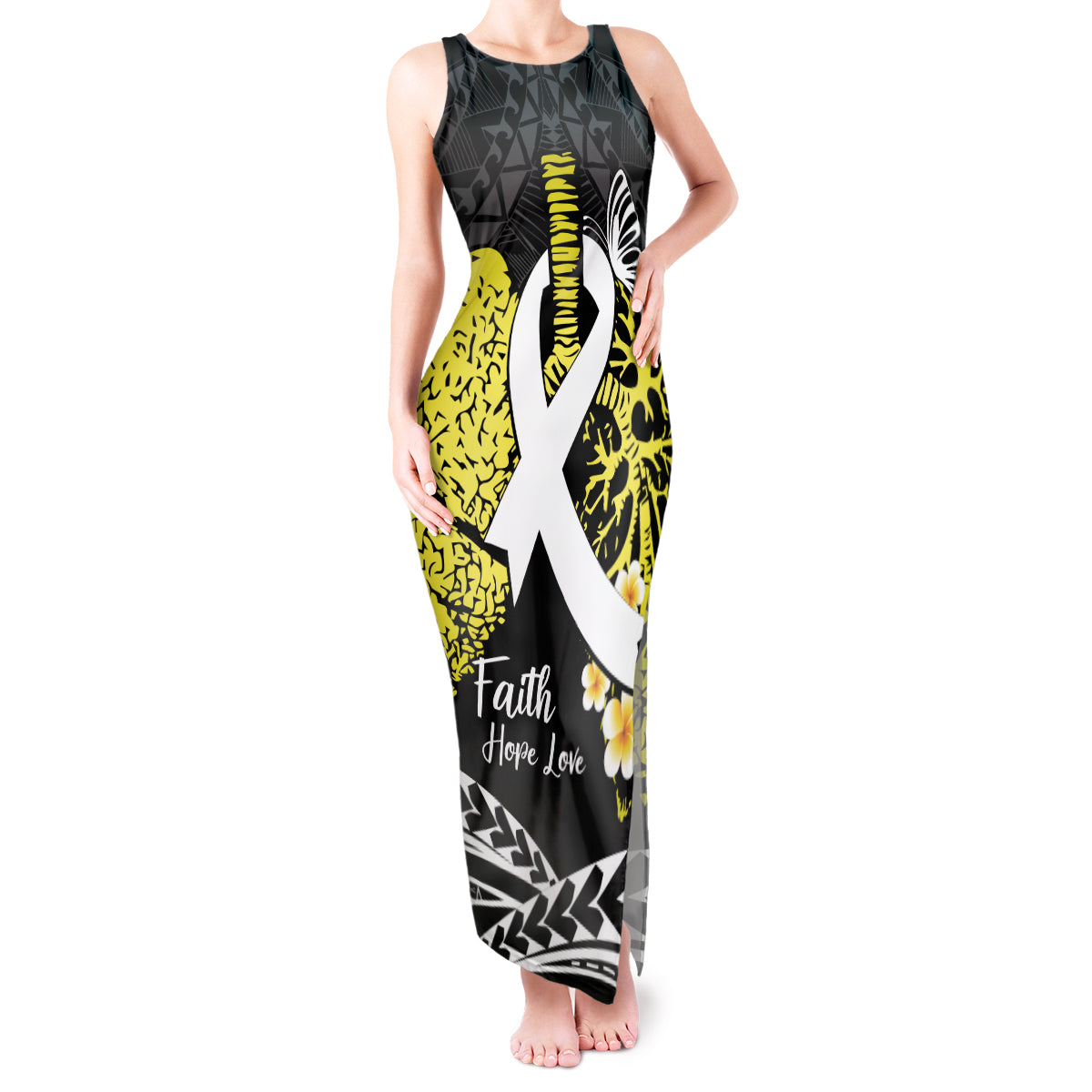 Personalised Polynesia World Lung Cancer Day Tank Maxi Dress Faith Hope Love