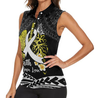 Personalised Polynesia World Lung Cancer Day Women Sleeveless Polo Shirt Faith Hope Love