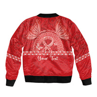 Personalised In September We Wear Red Bomber Jacket Polynesia Blood Cancer Awareness