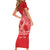 Personalised In September We Wear Red Short Sleeve Bodycon Dress Polynesia Blood Cancer Awareness