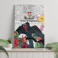 Kiribati Independence Day Canvas Wall Art Frigatebird Mix Tropical Flowers - White Style