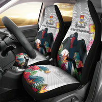 Kiribati Independence Day Car Seat Cover Frigatebird Mix Tropical Flowers - White Style LT14 - Polynesian Pride