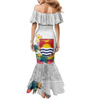 Kiribati Independence Day Mermaid Dress Frigatebird Mix Tropical Flowers - White Style LT14 - Polynesian Pride