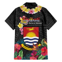Kiribati Independence Day Hawaiian Shirt Frigatebird Mix Tropical Flowers - Black Style LT14 - Polynesian Pride