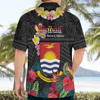 Kiribati Independence Day Hawaiian Shirt Frigatebird Mix Tropical Flowers - Black Style LT14 - Polynesian Pride
