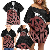 New Zealand Mangopare Tamanako Family Matching Off Shoulder Short Dress and Hawaiian Shirt Aotearoa Maori