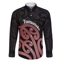 New Zealand Mangopare Tamanako Family Matching Puletasi and Hawaiian Shirt Aotearoa Maori LT14 Dad's Shirt - Long Sleeve Brown - Polynesian Pride