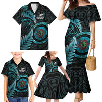 New Zealand Archery Family Matching Mermaid Dress and Hawaiian Shirt Aotearoa Silver Fern Maori - Polynesian Pride