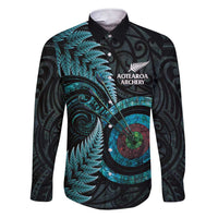 New Zealand Archery Family Matching Short Sleeve Bodycon Dress and Hawaiian Shirt Aotearoa Silver Fern Maori - Polynesian Pride