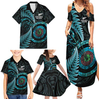 New Zealand Archery Family Matching Summer Maxi Dress and Hawaiian Shirt Aotearoa Silver Fern Maori - Polynesian Pride