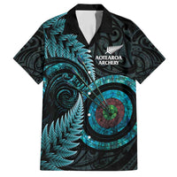 New Zealand Archery Family Matching Summer Maxi Dress and Hawaiian Shirt Aotearoa Silver Fern Maori - Polynesian Pride