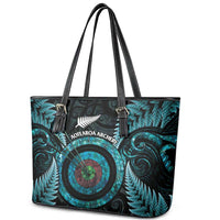 New Zealand Archery Leather Tote Bag Aotearoa Silver Fern Maori - Polynesian Pride