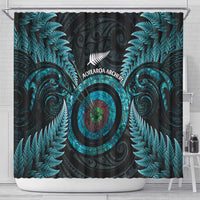 New Zealand Archery Shower Curtain Aotearoa Silver Fern Maori - Polynesian Pride