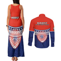 Fiji School Couples Matching Tank Maxi Dress and Long Sleeve Button Shirts Marist Brothers Fijian Tapa Pattern LT14 - Polynesian Pride