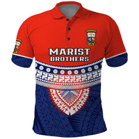 Fiji School Polo Shirt Marist Brothers Fijian Tapa Pattern LT14 Blue - Polynesian Pride