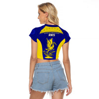 Fiji School Raglan Cropped T Shirt Ratu Kadavulevu Heron With Fijian Tapa LT14 - Polynesian Pride