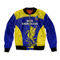 Custom Fiji School Bomber Jacket Ratu Kadavulevu Heron With Fijian Tapa LT14 Unisex Gold - Polynesian Pride