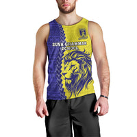 Custom Fiji School Men Tank Top Suva Grammar Lions With Fijian Tapa LT14 - Polynesian Pride
