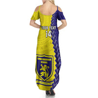 Custom Fiji School Summer Maxi Dress Suva Grammar Lions With Fijian Tapa LT14 - Polynesian Pride