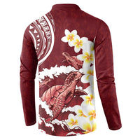 Blood Gold Polynesia Button Sweatshirt Polynesian Frangipani With Sea Turtles
