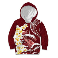 Blood Gold Polynesia Kid Hoodie Polynesian Frangipani With Sea Turtles